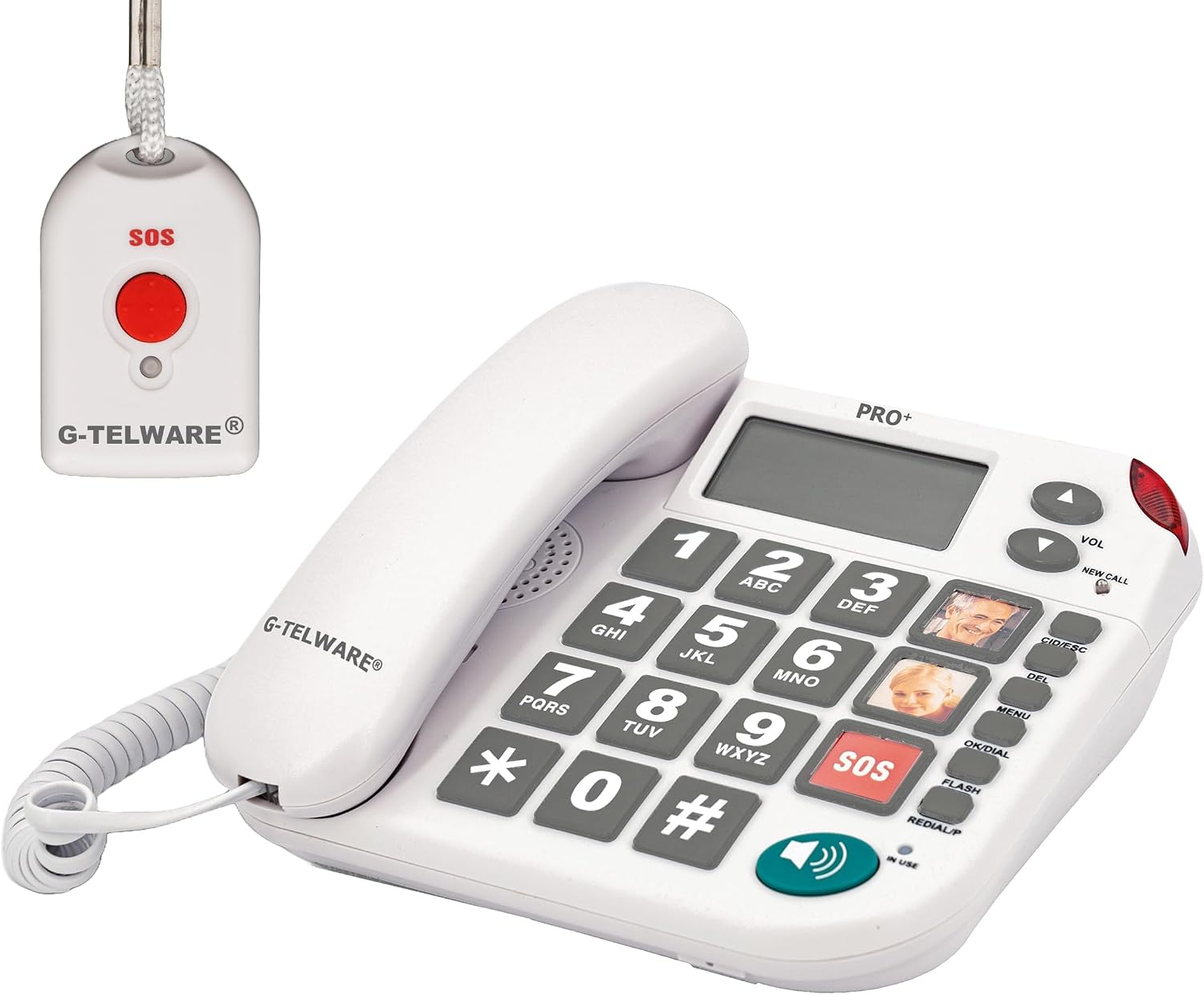 PRO World First Silence SOS Technology/SOS Param.einstellb./2026 Model House Emergency Call Senior Phone with Radio SOS Transmitter - 1 Handheld Transmitter with Loop Satin Grey PRO+