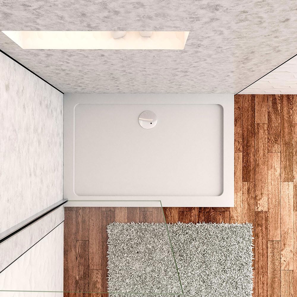 Acezanble 1800x900mm Rectangle Stone Shower Tray Free Waste