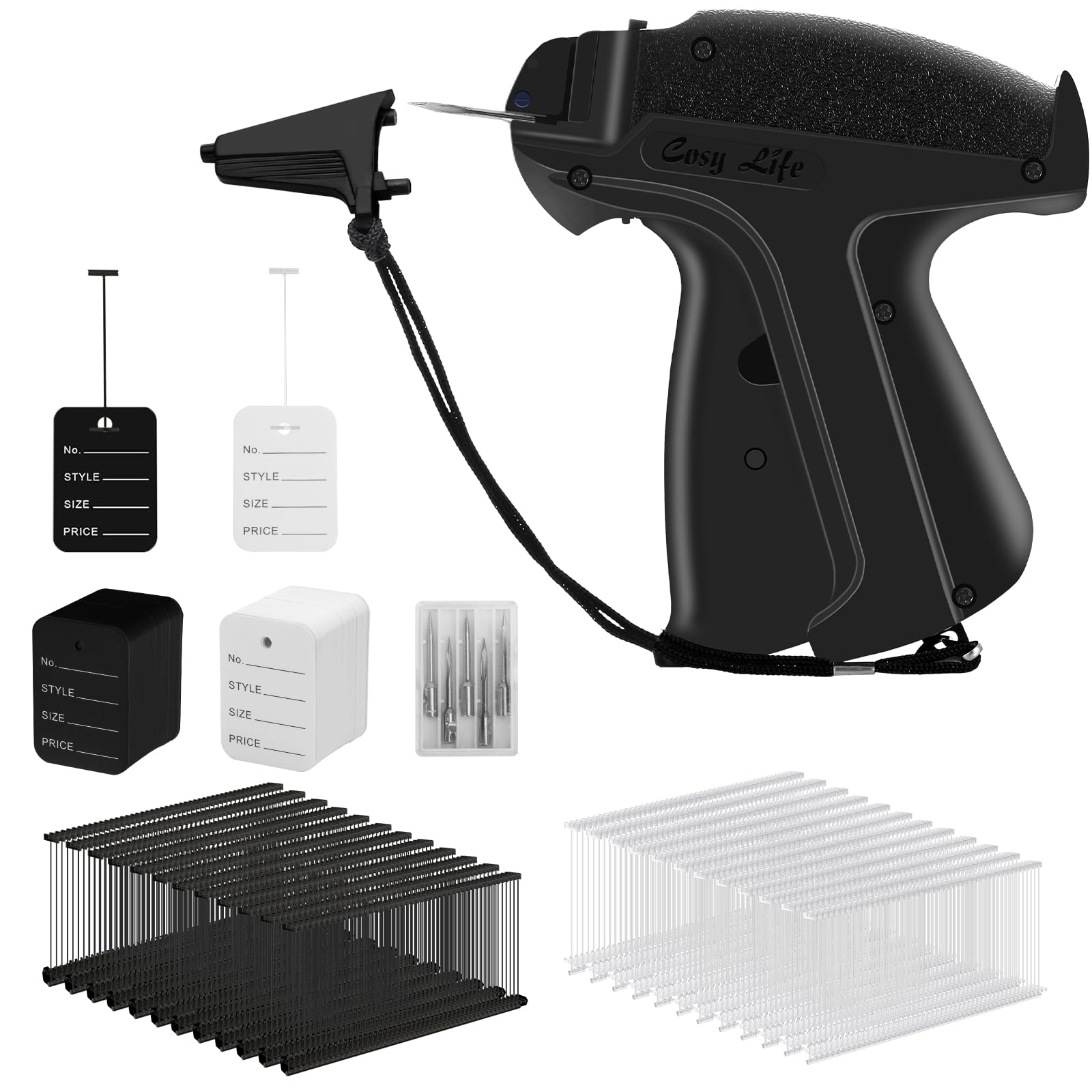 Tagging Gun for Clothing, 2206 Pcs Price Tagging Gun Kit with 6 Steel Needles, 2000 pcs 2" Black and White Barbs Fasteners & 200 Labels, Clothing Tag Gun for Clothes Retail Garage Yard Sale
