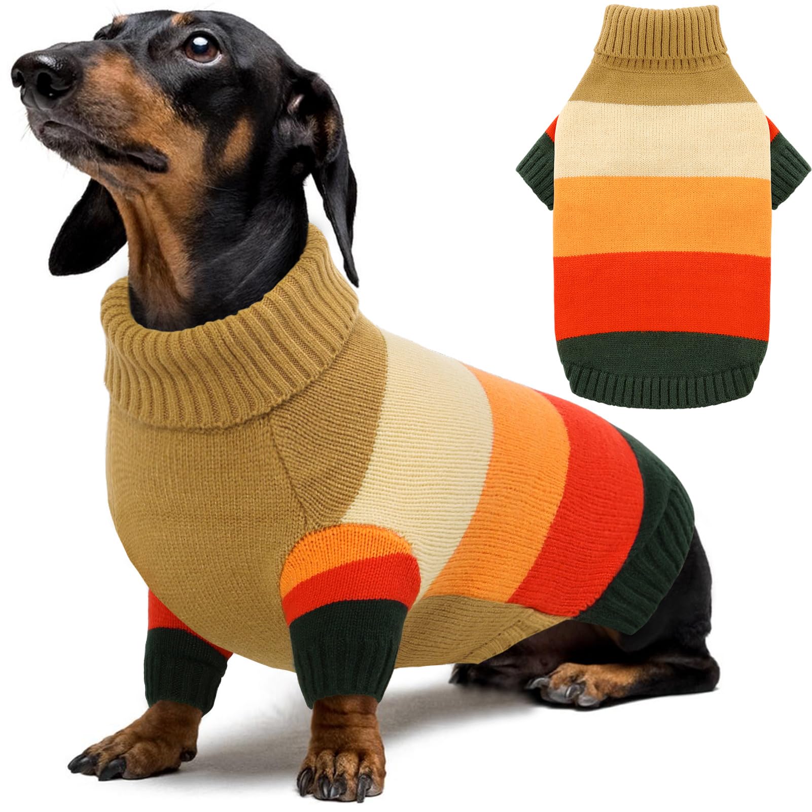 AOFITEE Small Dog Sweaters, Warm Dogs Sweater for Small Girls Boys, Turtleneck Pullover Puppy Knitwear, Dog Sweatshirt for Fall Winter, Stretchy