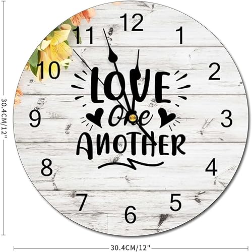 Miniatura 2 de Love One Another - Reloj de pared con versículo bíblico, citas religiosas cristianas, reloj de madera de Jesús, reloj colgante silencioso de 12