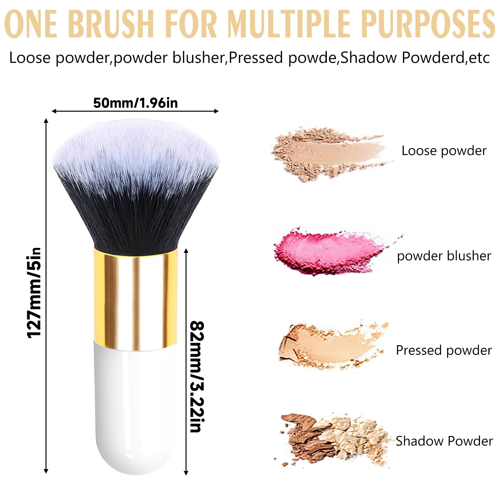 Powder Makeup Brush, Blusher Brush Large Powder for Loose or Pressed Setting Single Face Makeup Foundation - Image 2