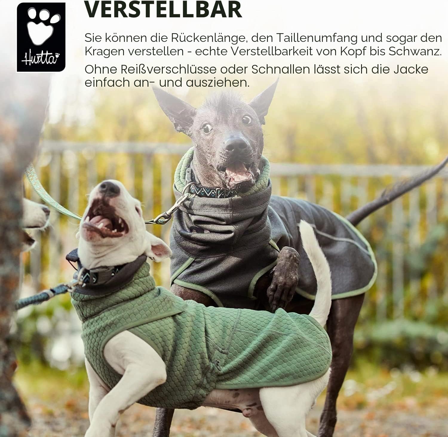 Hurtta Razzle-Dazzle Midlayer Jacke für Hunde, verstellbar, wendbar, Pull On, unter Regenmänteln und Wintermänteln zu verwenden - Blackberry/Grau-Grün 55 cm