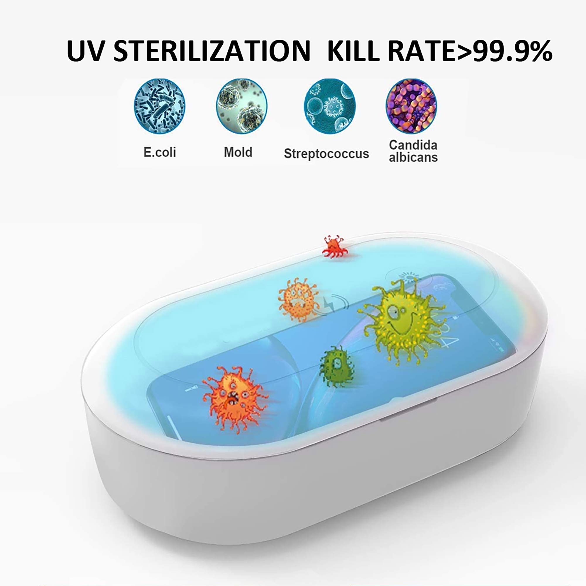 Multifuncional Grande Esterilizador UV Lámpara Caja Portátil Ultravioleta Ozono Eléctrico LED Luz Móvil Cepillo de Dientes Germicida Desinfección UV Box 3 en 1 Inalámbrica Carga Aromaterapia