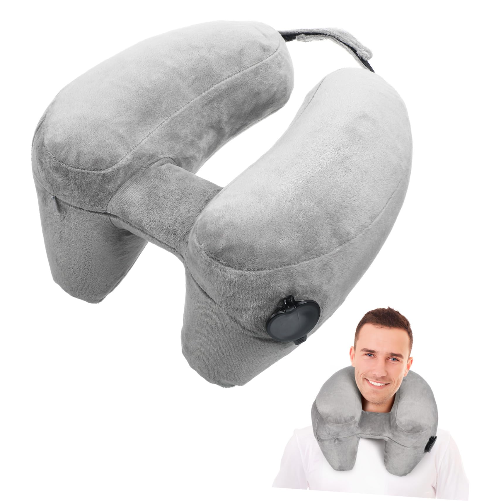 Oreiller cervical de voyage gonflable en U avec capuche portable pour bureau