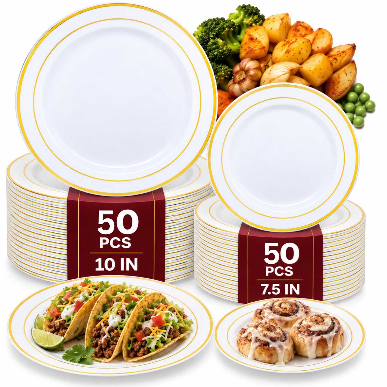 White Disposable Plates - 60 Pack for Parties -15