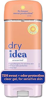 Dry Idea Gel Deodorant & Antiperspirant for Women - Hypoallergenic for Sensitive Skin, 2X Longer Sweat Protection, 72Hr Sweat & Odor Protection, Unscented, Womens Deodorant, 3 oz