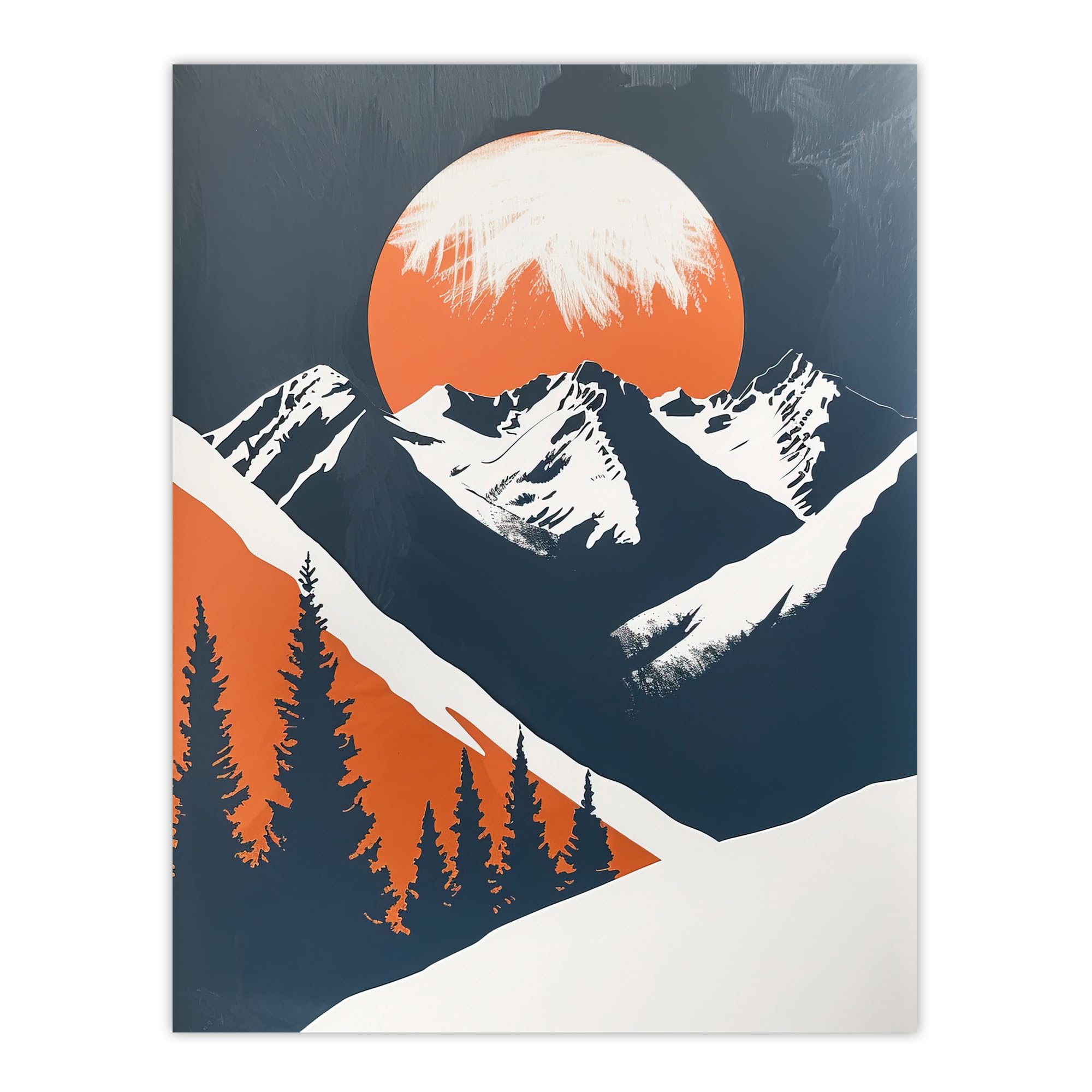 Artery8 - Wall Art Print - Rocky Mountains Forest Sunrise - W18" x H24" - Orange
