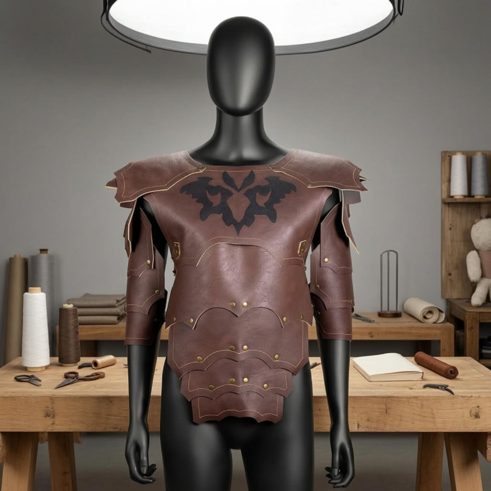 Armatura da Cosplay Pelle PU Armatura Steampunk Medievale con Fibbie per Halloween