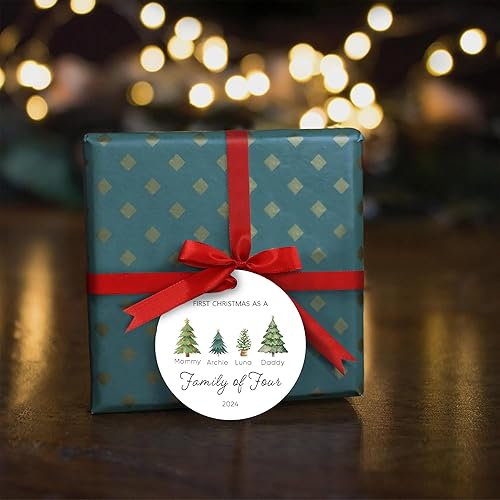 Miniatura 55 de Adorno de Navidad de familia de 3 2024, adorno personalizado para la primera Navidad del bebé, recuerdo de adorno familiar con tema de oso, 3.5