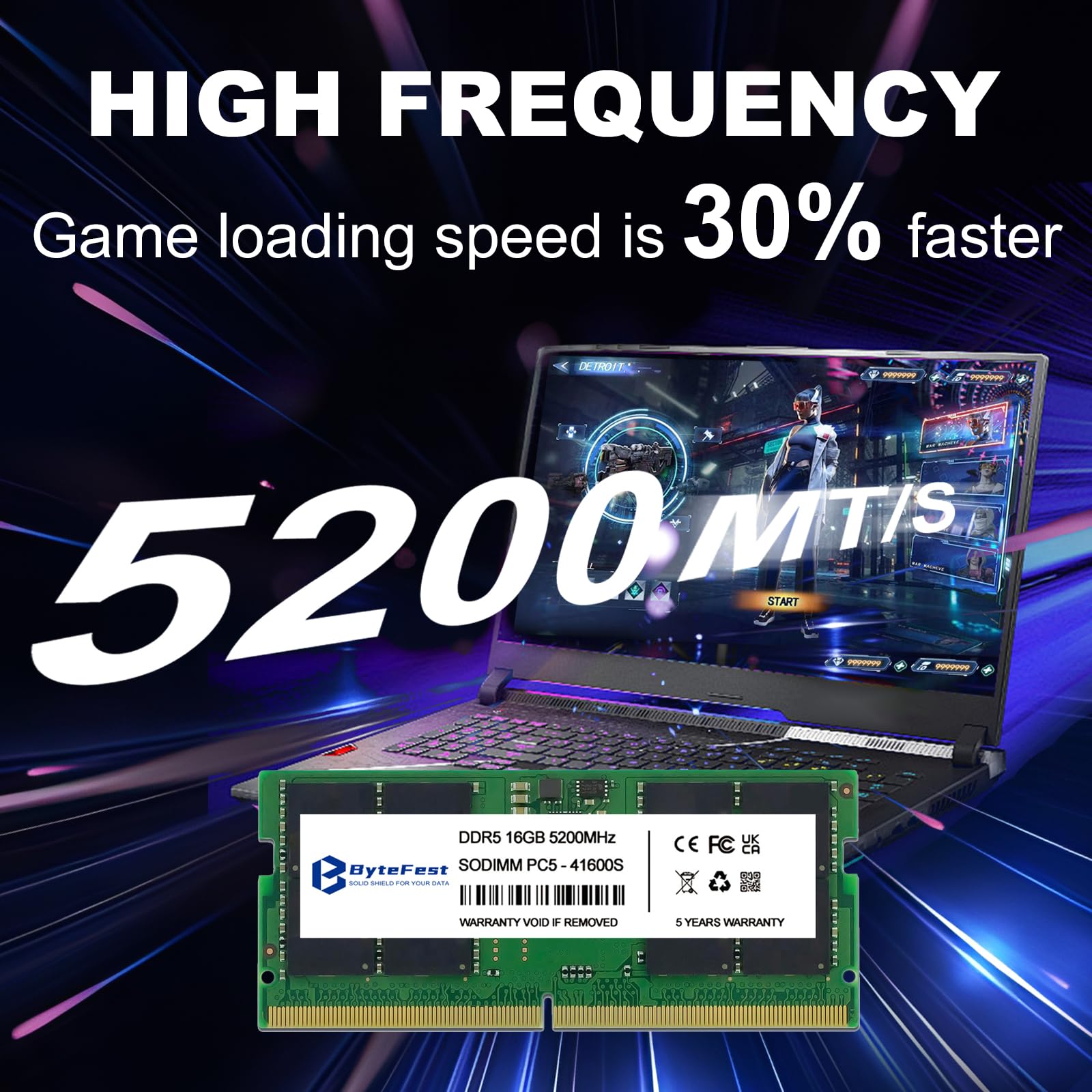 DDR5 RAM 32 GB (2 x 16 GB) 5200 MHz SODIMM PC5-41600 CL42 1,1 V 262-pinowa pamięć RAM do laptopa
