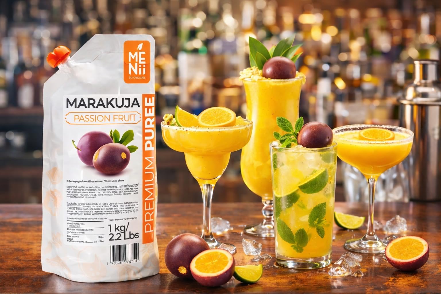 Puré de Maracuyá 1 kg – Fruta de la Pasión para Smoothies, Cócteles, Postres, Helados y Repostería – Sabor Tropical Intenso – Puré Premium