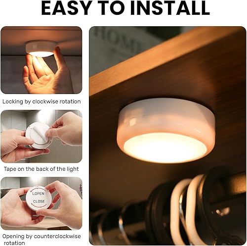 Miniatura 5 de Luces de empuje con iluminación de disco remoto, funciona con pilas, botón de luces LED que cambian de color, paquete de 6 (6P blanco)