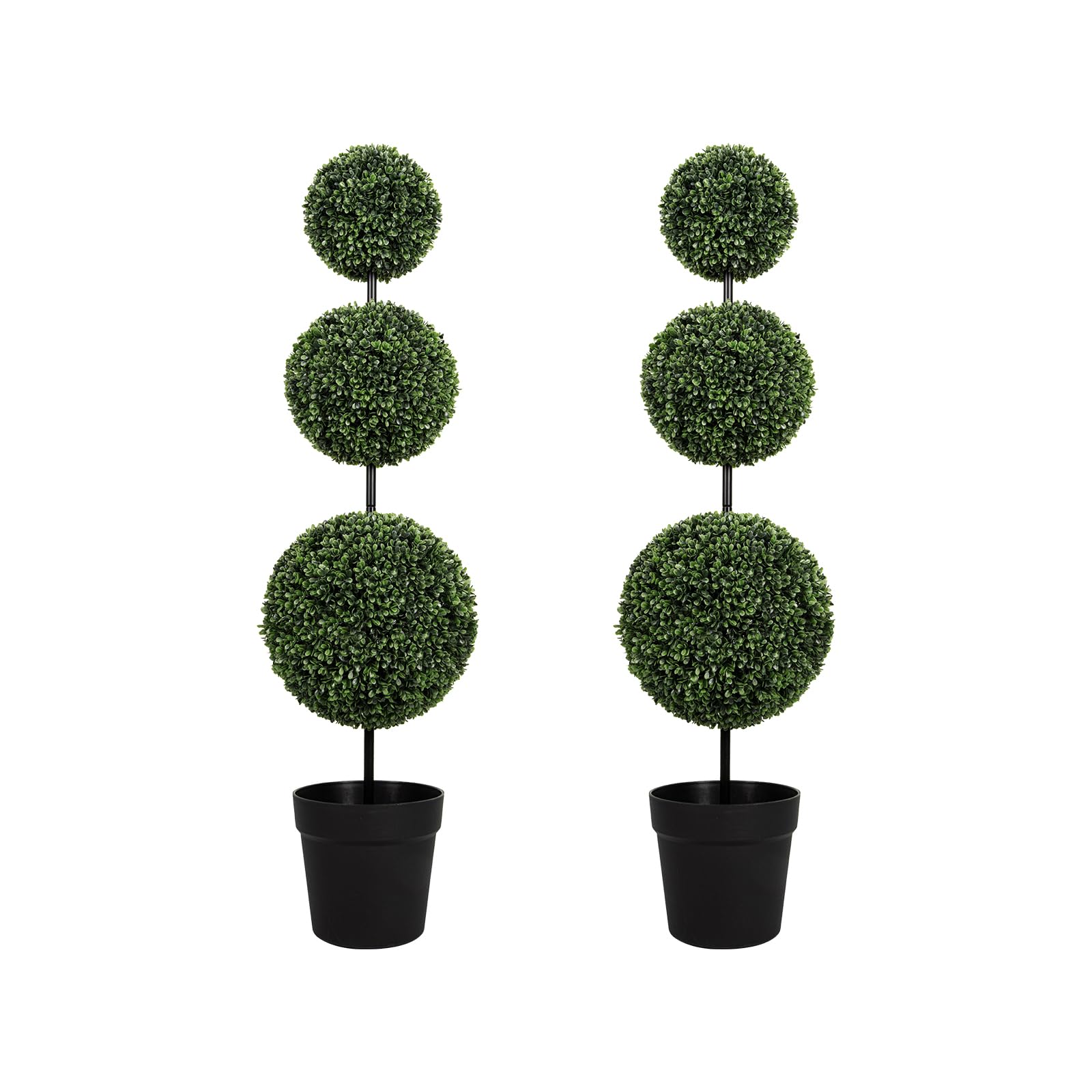 VIVATREES 3FT Triple Ball Boxwood Topiary Set of 2