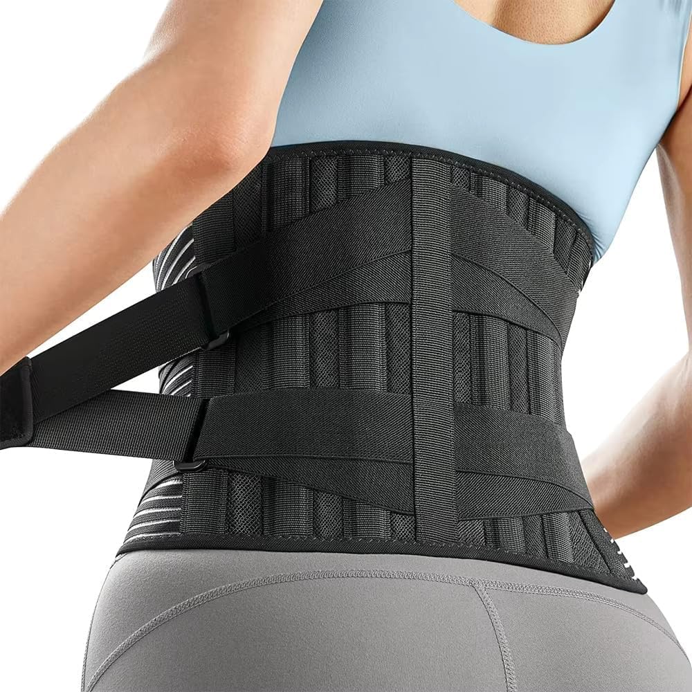kossto Lumber Sacral Belt for Lower Back Pain Relief – Adjustable LS Belt with 4 Aluminum Support Plates – Compression Back Brace for Men & Women – Ergonomic Lower Spine Support | Universal (BLACK)-image-41