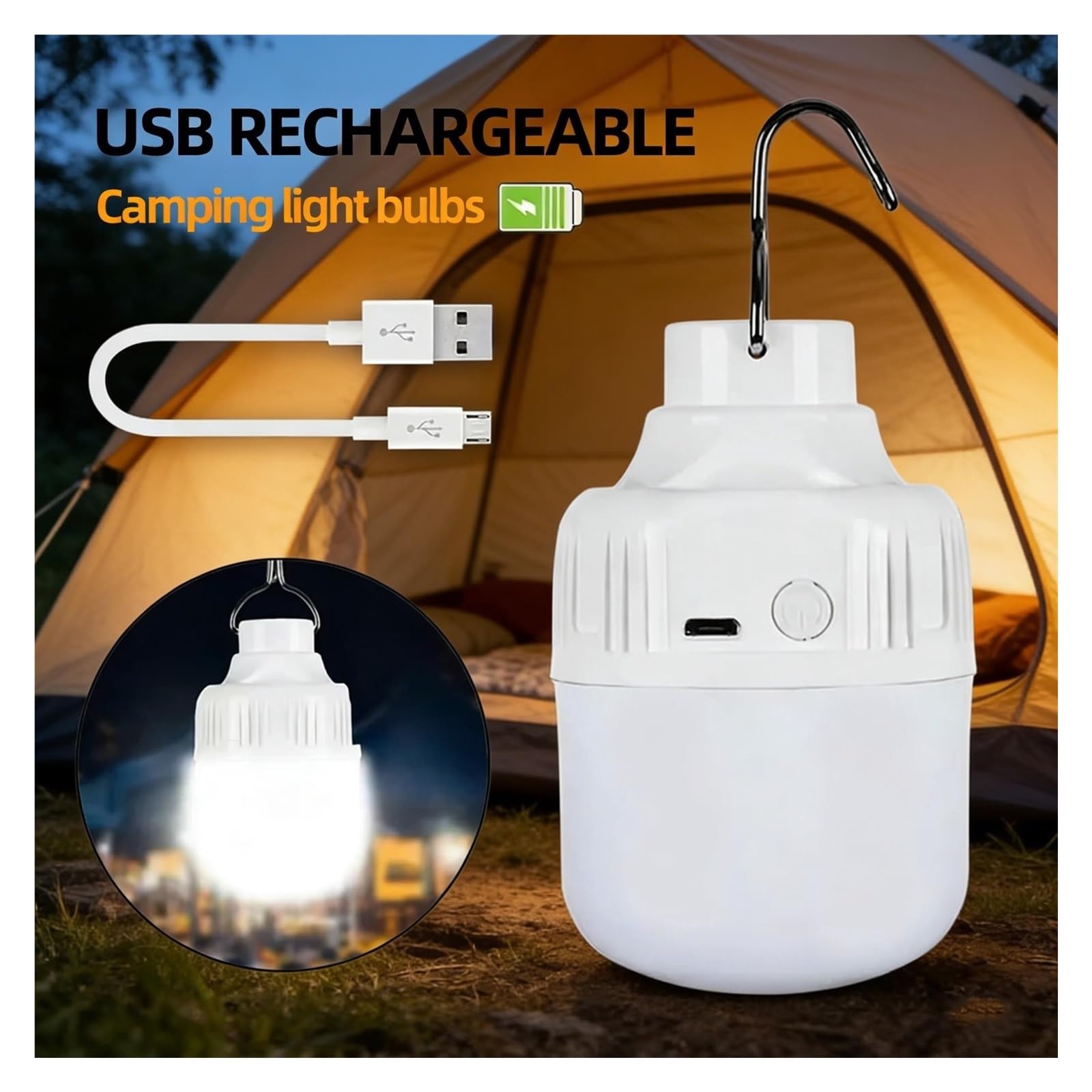 Outdoor USB Wiederaufladbare LED-Lampen, Hohe Helligkeit, Notlicht, Anschluss, Camping, Angeln, Tragbare Laterne, Nachtlichter Superhelle Lichter(5pcs)