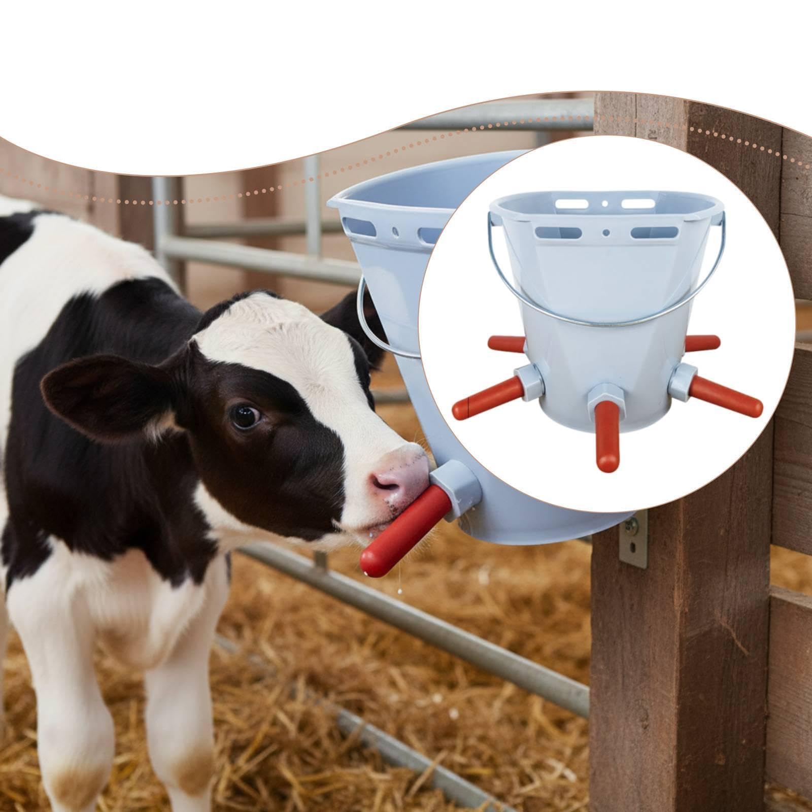 Cubo alimentador terneros, Cubo alimentación Leche, Gran Capacidad, Accesorios, Durabilidad con, práctico, con Escala, alimentación, Gris con 5 Pezones