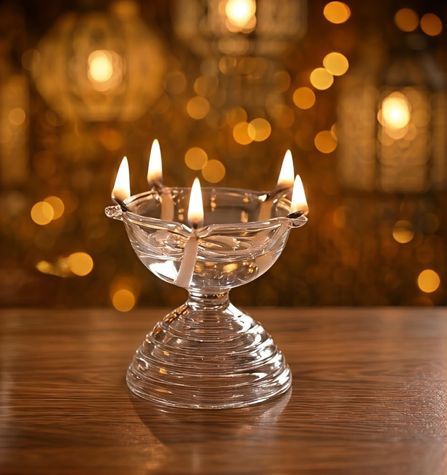 Surekha Handcrafted Borosilicate Glass Niranjan Diya for Festive Decor, Home Temple | Elegant Gifting Option for Diwali & Home Decor (Clear Diya)-image-43