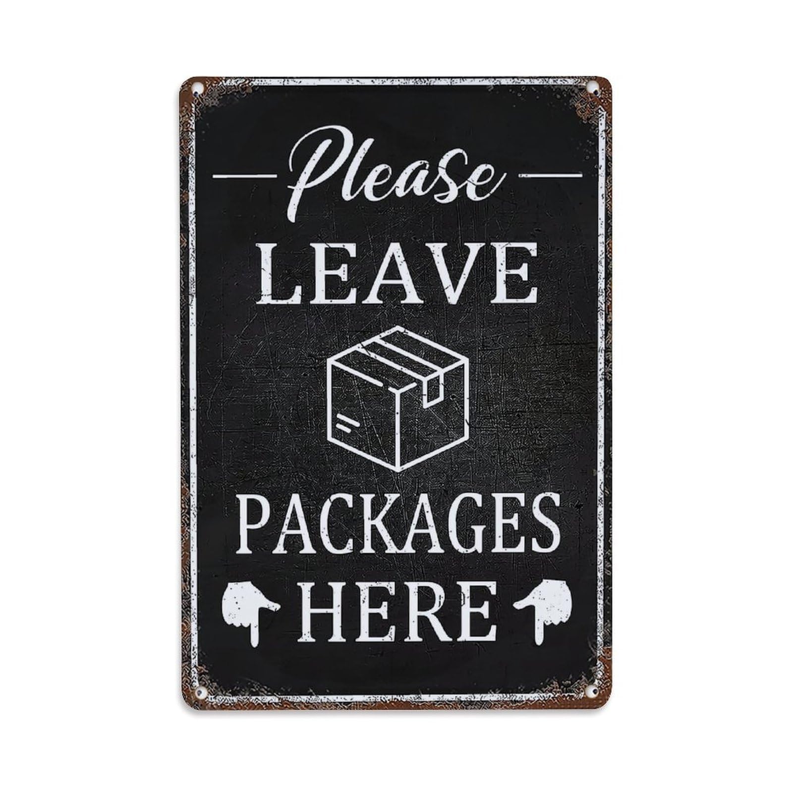 Jdfenggu Vintage Please Leave Packages Here Retro Metal Tin Sign, Decor Art Poster For Bar, Home, Man Cave, Kitchen, Laundry Room Gift 8X12inch