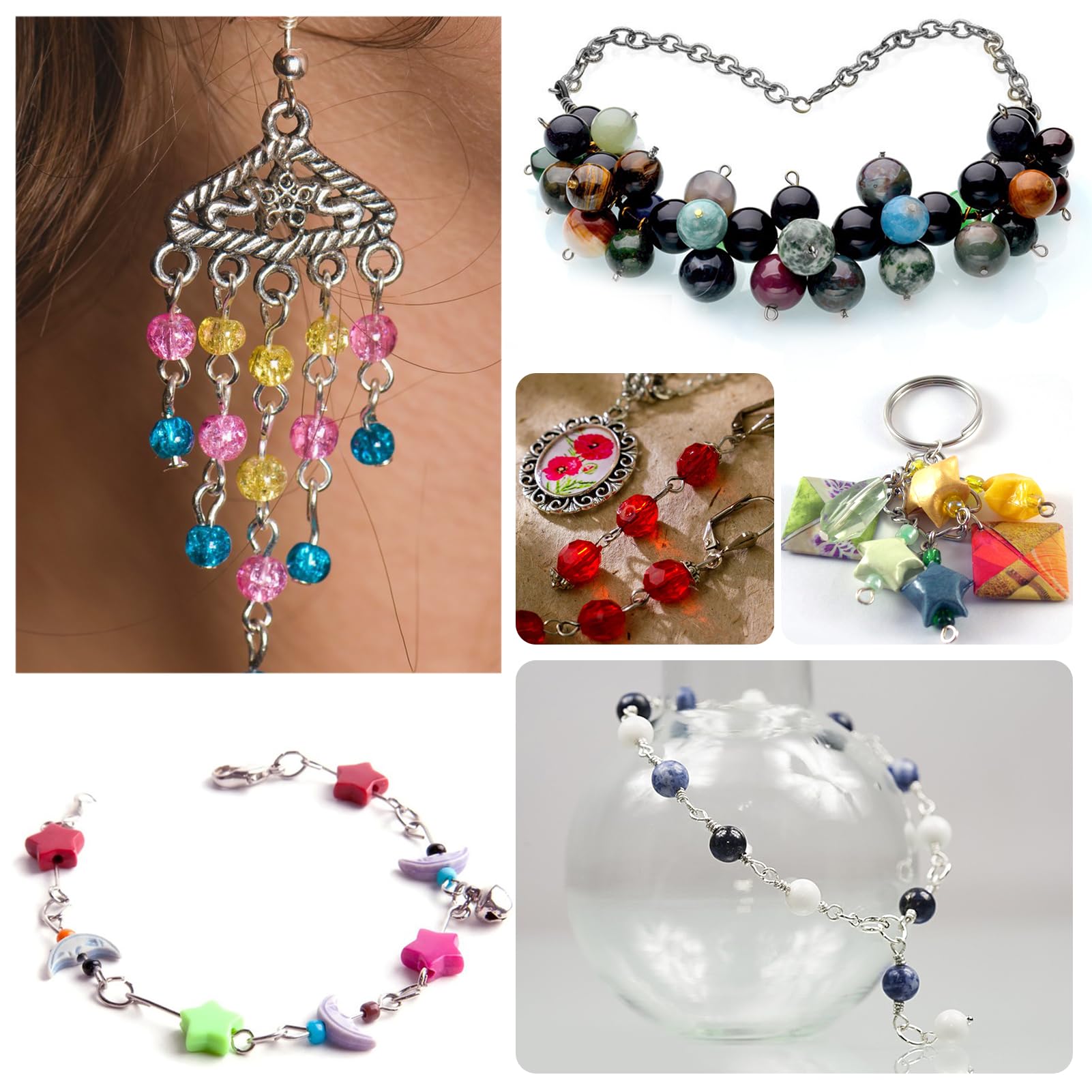 TOAOB 800 Pezzi Chiodini Occhielli Metallo - 8 Misure Diverse Per Creare Gioielli Fai Da Te - Foto 7