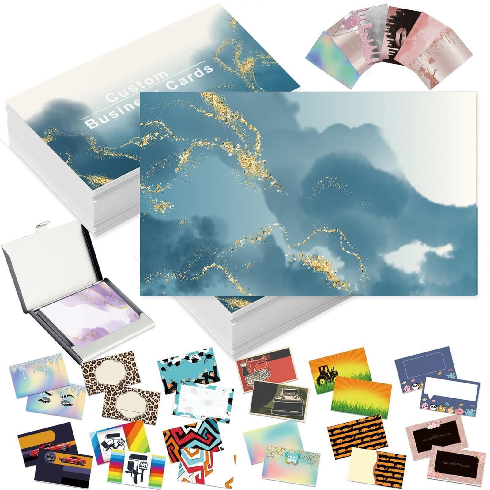 Custom Business Cards Customized with Logo Personalized Business Cards Customizable 100 200 500 1000 for Small Business Double-Sided Waterproof