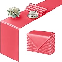 Vista 55 de Manyshofu 12Pcs Satin Orange Table Runner - 12 x 72 Inch Long Size, Party Table Runner Decor Bright & Smooth Wedding Decorations Table Runners for