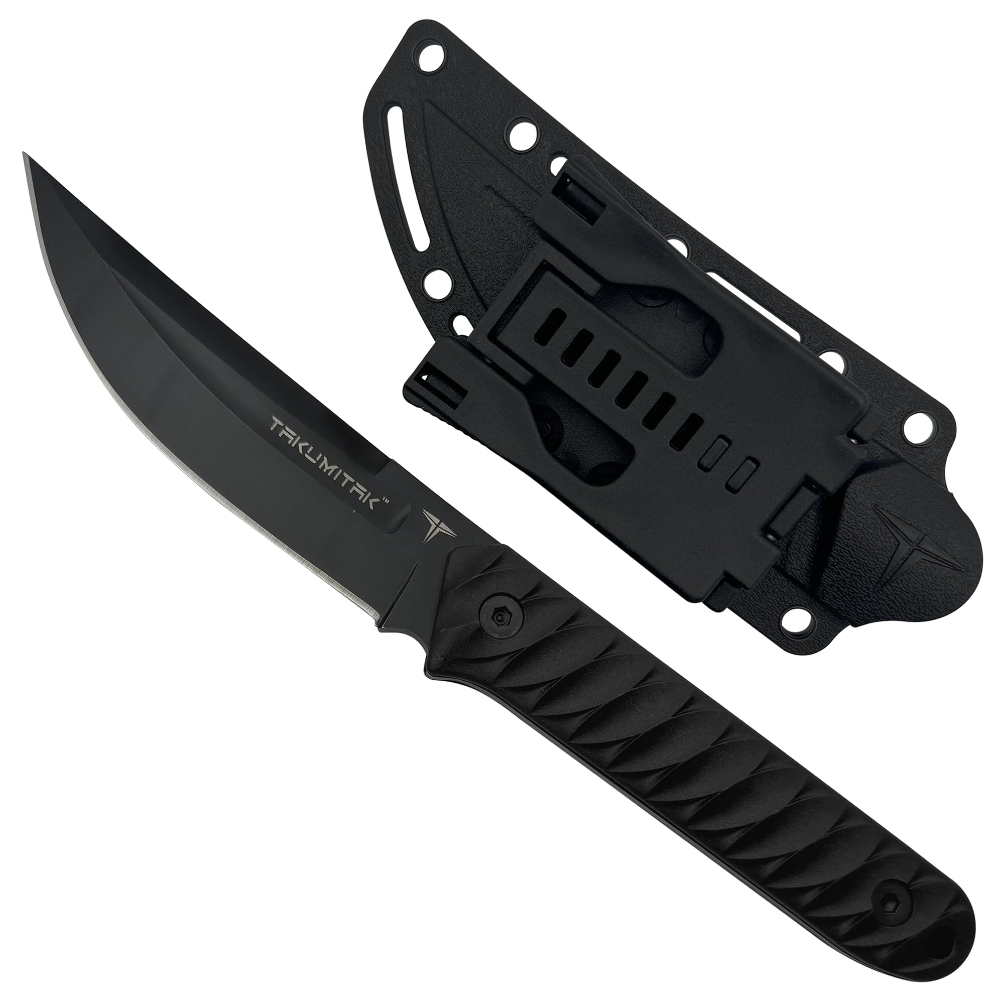 TAKUMITAK Hunting Survival Knife 9" Full Tang Fixed Blade Knives Camping Gear with Extra Set of FRN Handle Scales, MOLLE Clip Horizontal and Vertical Carry - TKF313