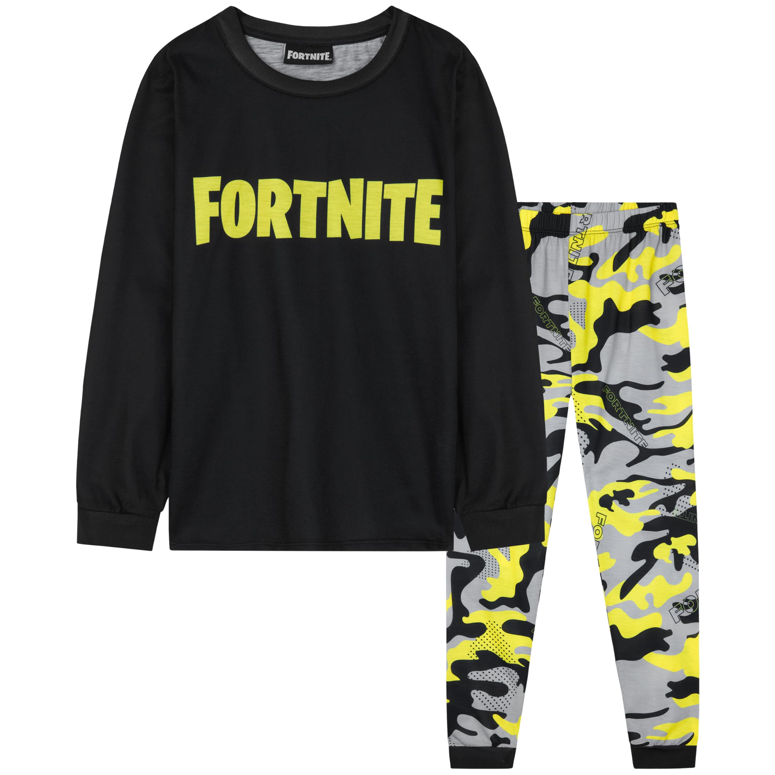 Get Trend Boys Yellow Fortnite Fortnite Pyjamas Set, Long Pjs For Kids & Teenagers, Cosy Loungewear Soft Nightwear, Gamer Gifts For (9-10 Years, )