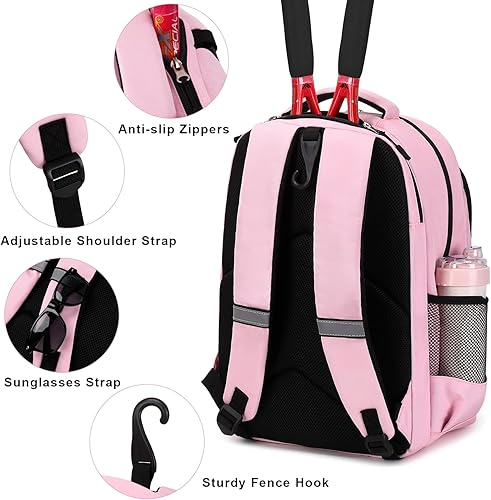 Miniatura 5 de Mochila de tenis para mujeres y hombres, bolsa de tenis con capacidad para 2 raquetas, calabaza de bádminton, pelotas de paletas de pickleball