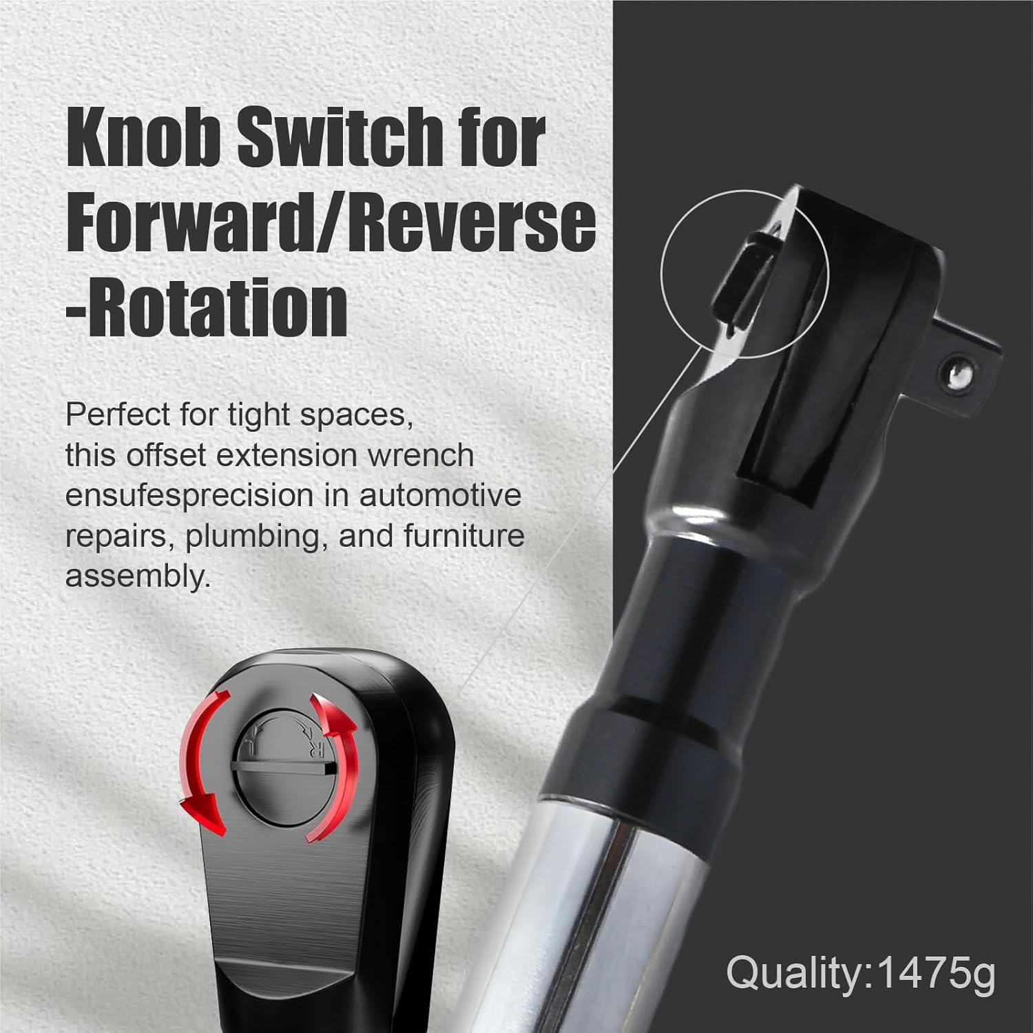 Offset Extension Wrench for Electric Drill, with 4 Socket Adapters and 1 1/2" Electric Drill Adapter, Impact Wrench Extender for Socket Sets, Slim Design for Tight Spaces