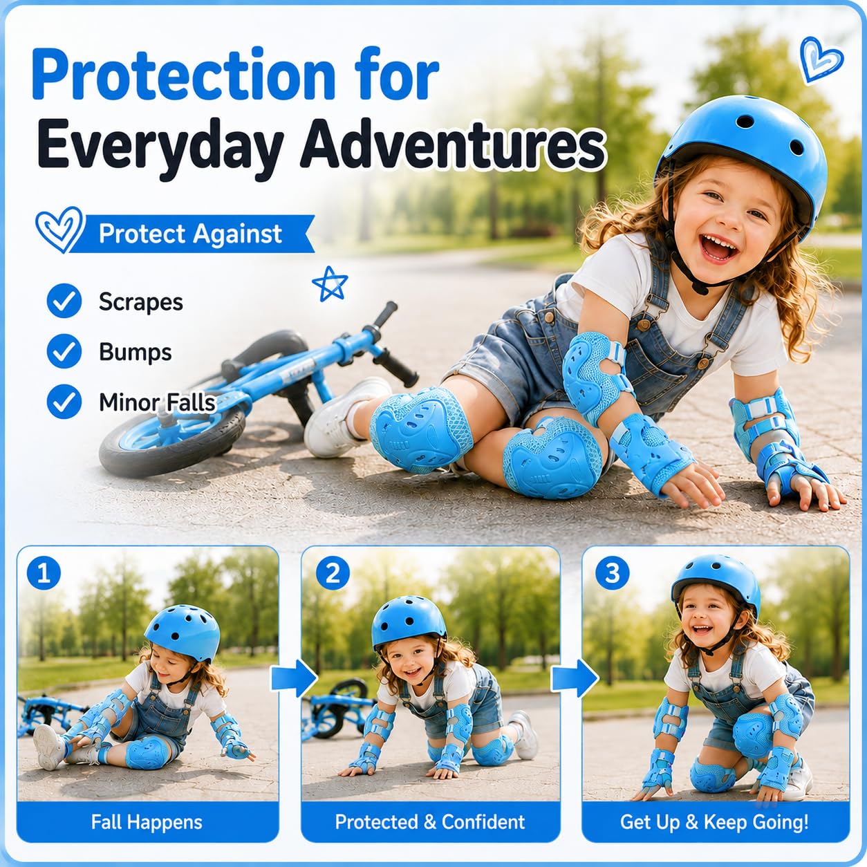 Ensemble de genouillères et coudières pour enfants – Équipement de protection réglable avec protège-poignet pour patinage, scooter, vélo, skateboard – Coussinets de sécurité pour tout-petits et jeunes