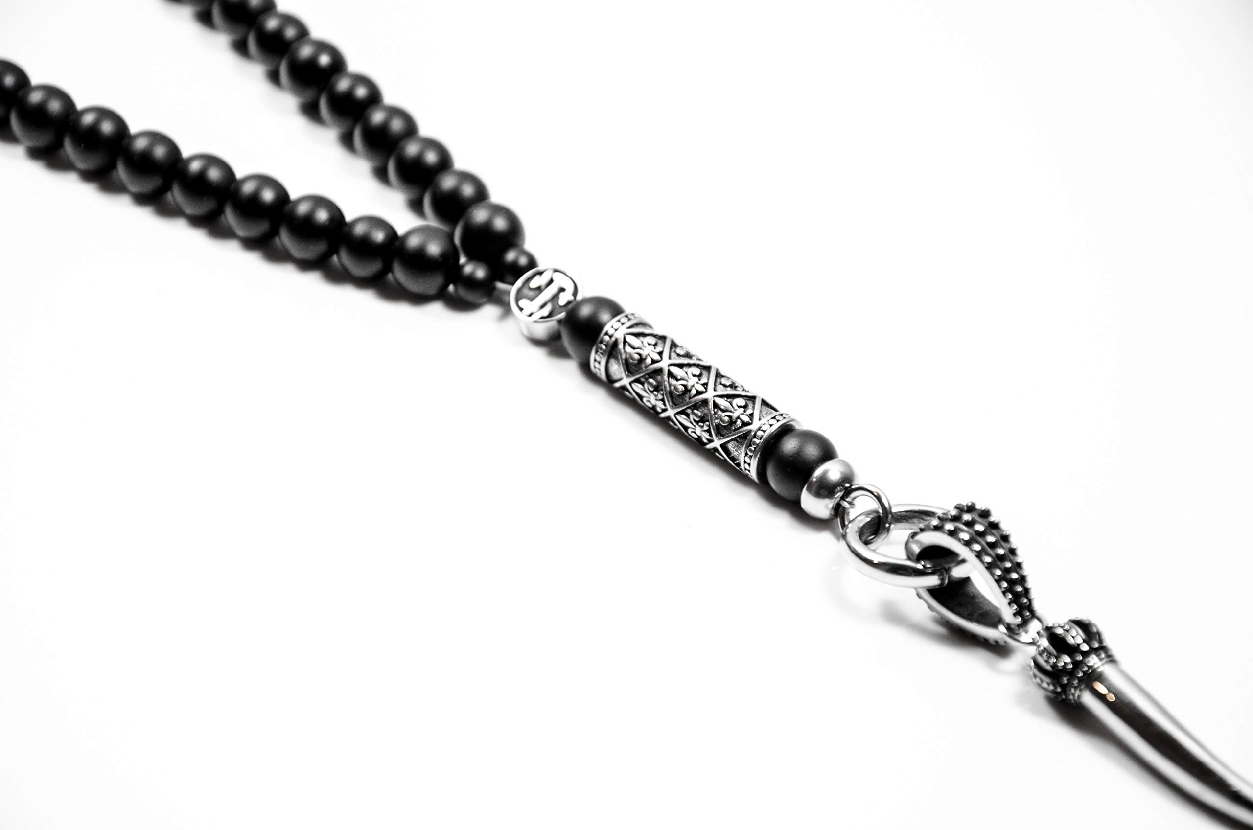 Herren Männer Halskette Y Kette Rosenkranz aus Onxy Schwarz Handmade Geschenke (80)