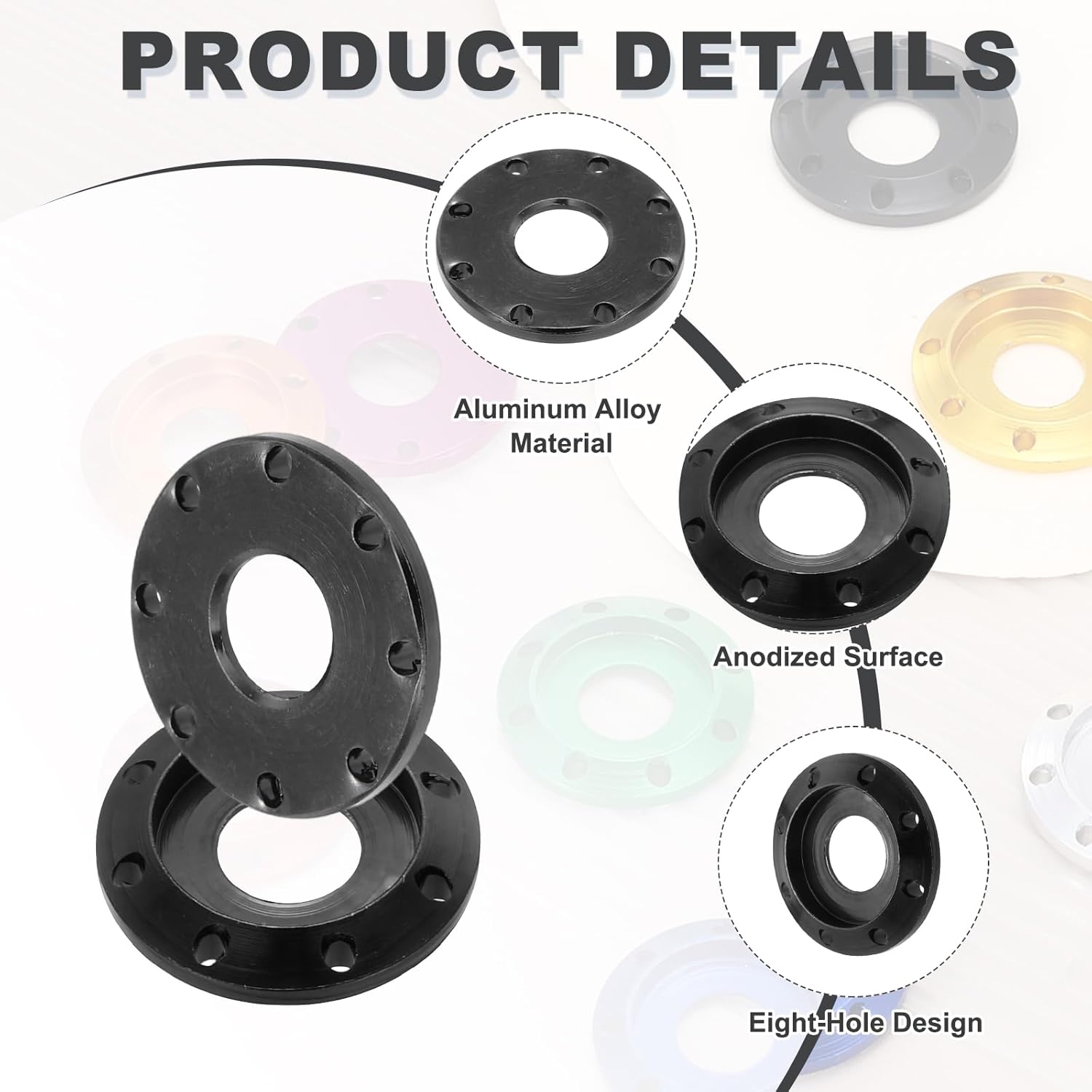 MECCANIXITY M8 Aluminum Eight Holes Washer, Aluminum Alloy Disc Washer Anodized Colorful Decorative Gasket for Drones/RC/FPV/Electric Motorcycle(Pack of 15, Black)
