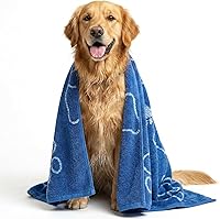 Delilah Home Drytek Large Dog Towel 30x54 - Ultra Absorbent, Fast-Drying, Odor-Resistant from Recycled Bottles for Bath, Beach, Travel (Navy)