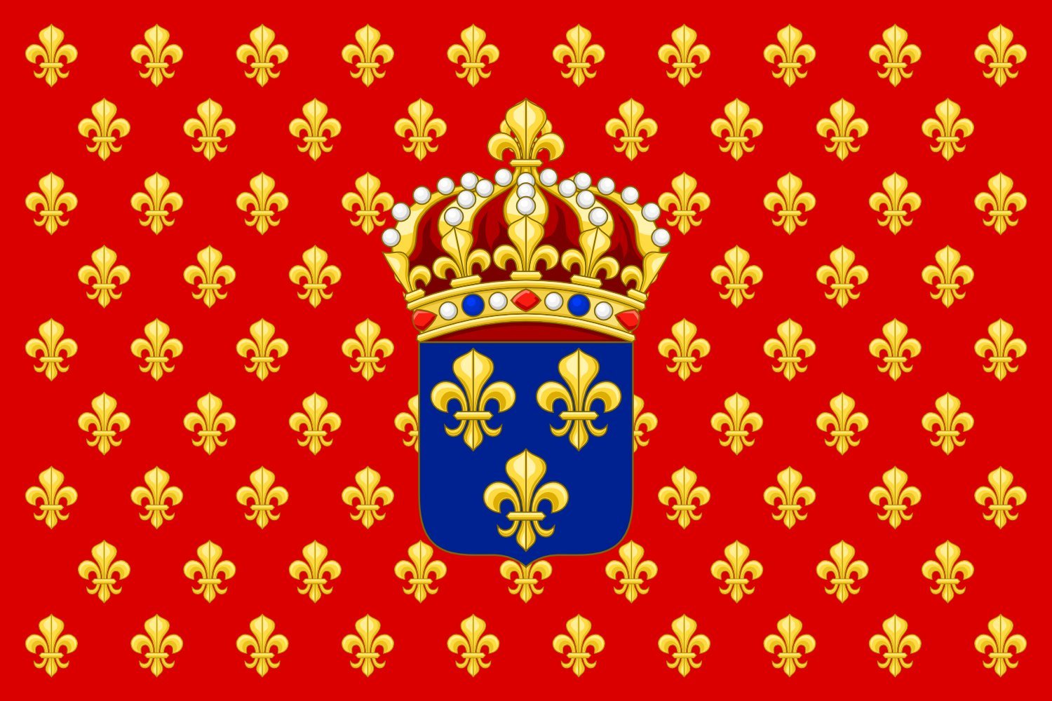 Grand drapeau naval Royaume de France pavillon marchand avec coutures renforcées
