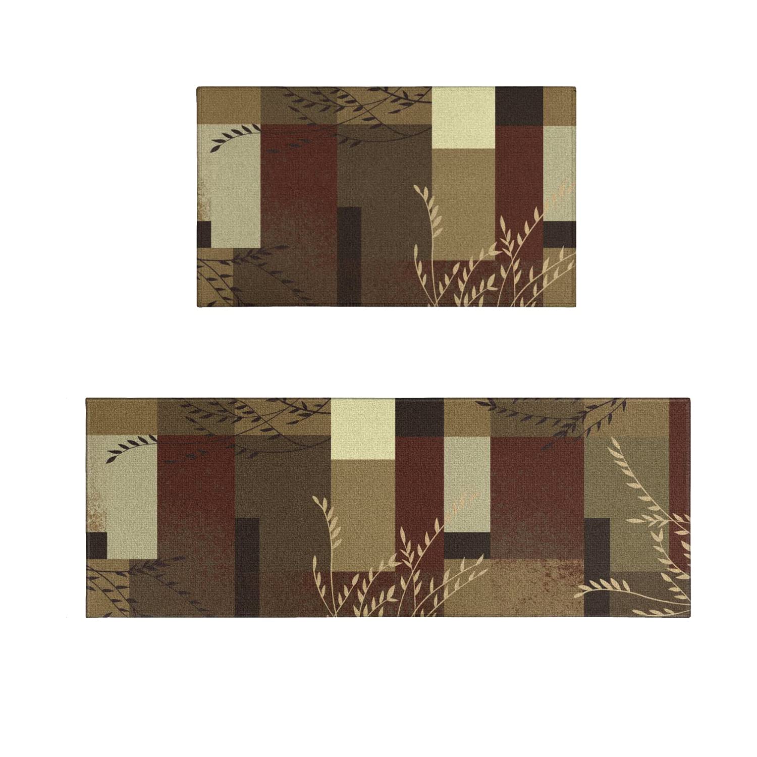 ViyeneyoMaples Highland Textured Print Multicolor Kitchen Rug and Sets 2 Piece Non Skid Washable mat for Kitchen mats Floor White Kitchen Decor