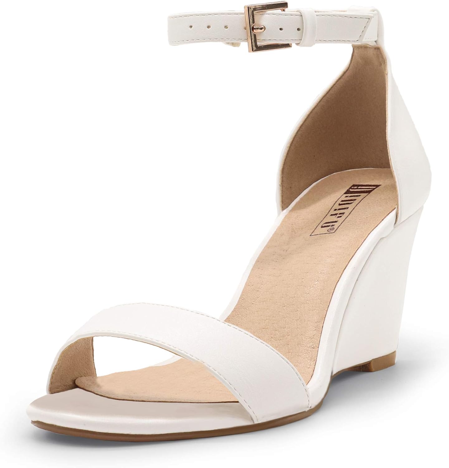 IDIFU Women's Classic Wedge Heels Sandals 3 Inch Ankle Strap Open Toe Evening Dress Wedding Shoes
