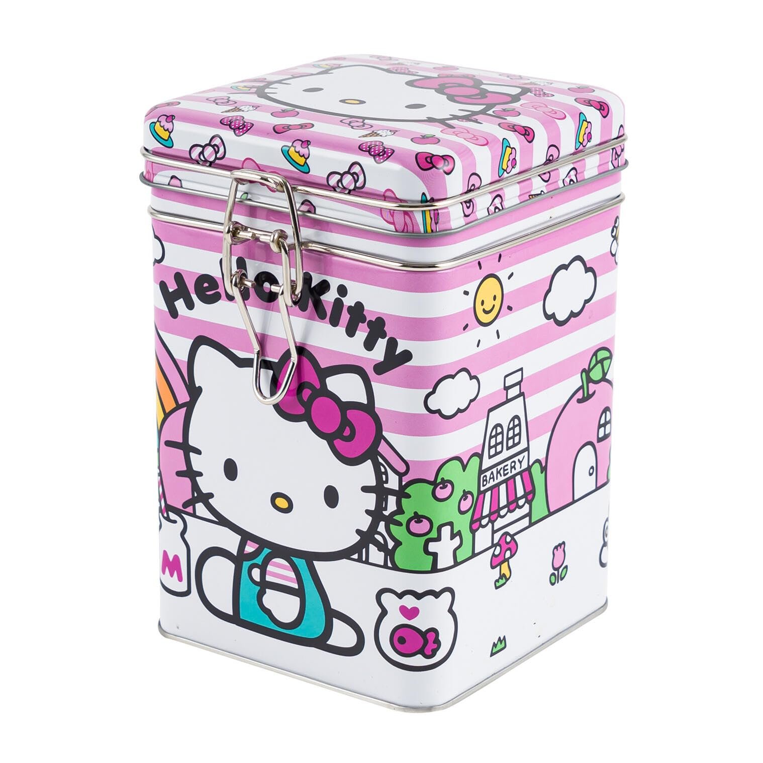 Hello Kitty Food Container Large Rectangular All Metal Locking Cookie Jar Metal Canister 7