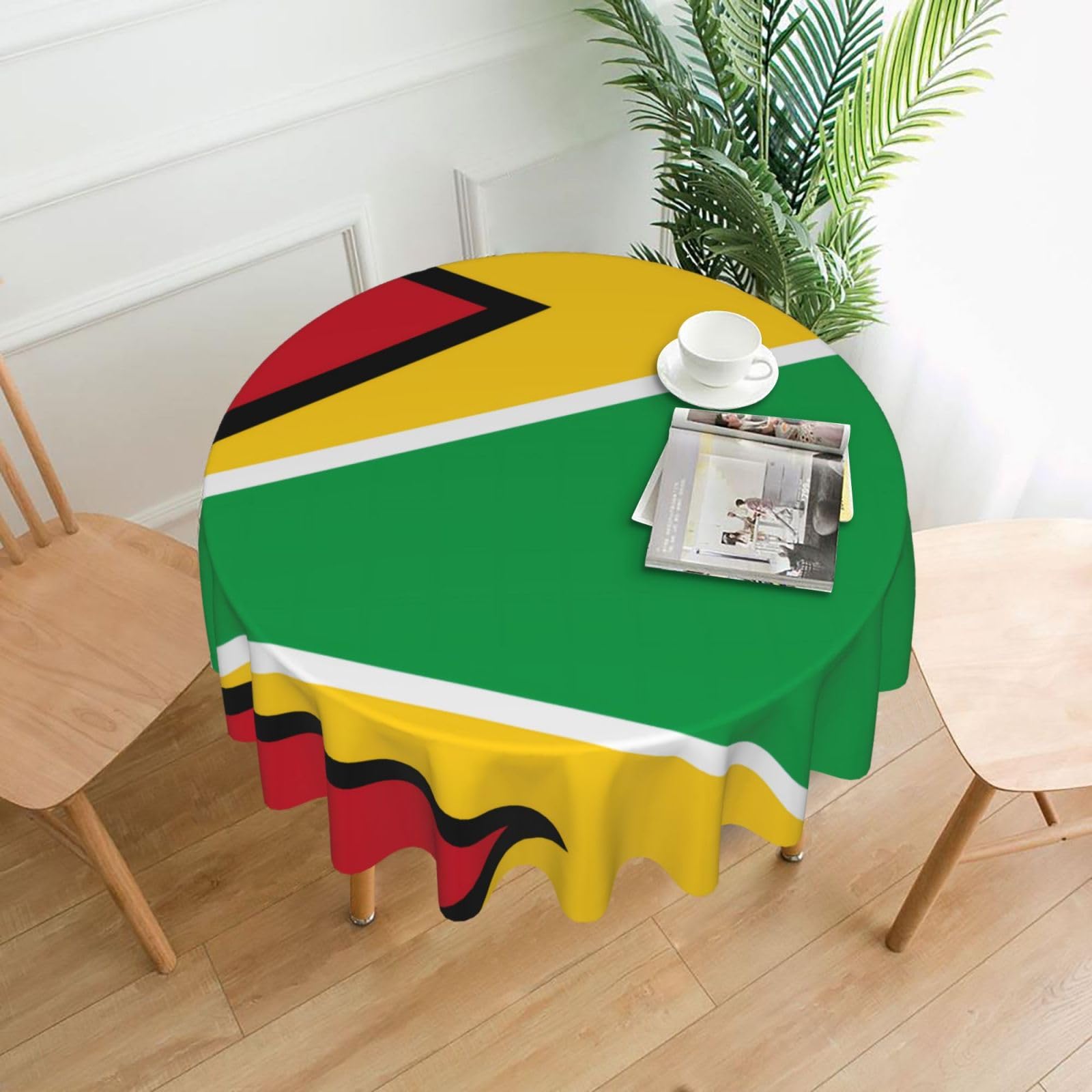 WHJSSF Flag of Guyana Prints Round Decorative Table Throw 60 Inch – Waterproof Table Cover for Dining, Coffee Tables, and Outdoor Events