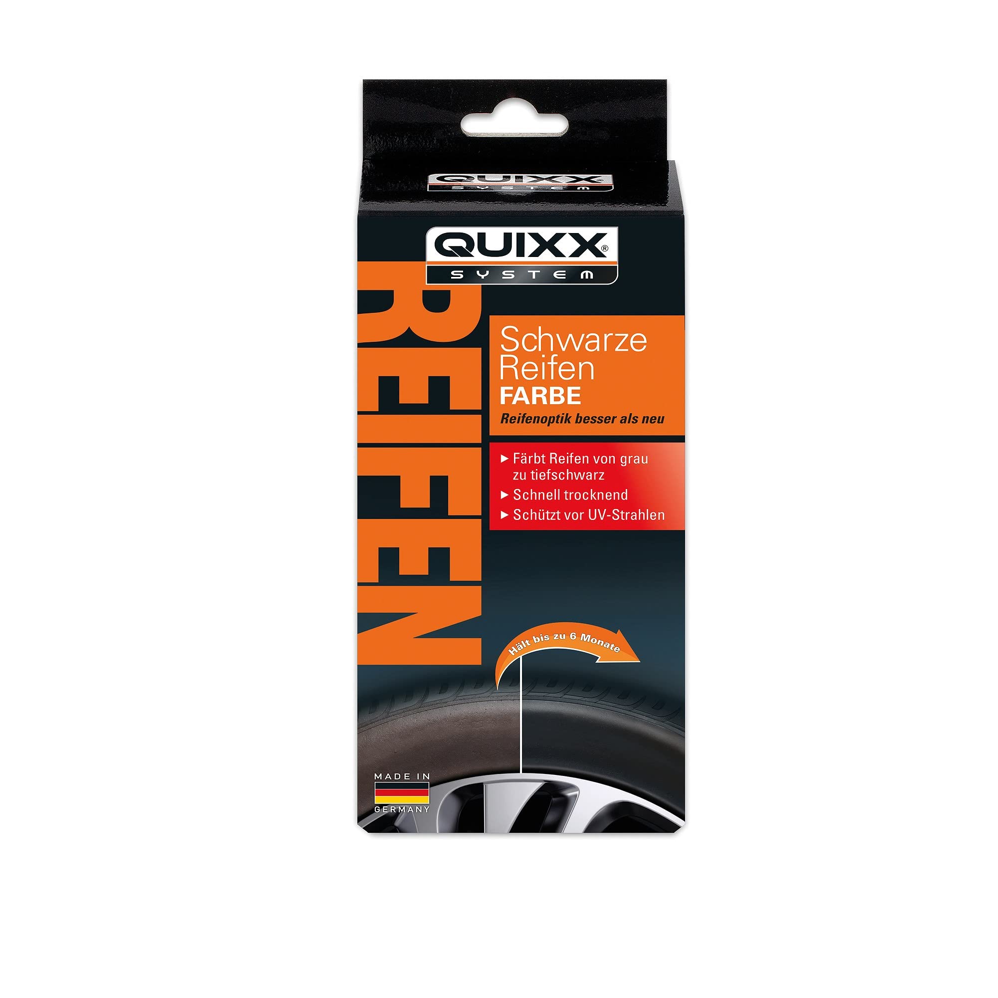 QUIXX 10192 Schwarze Reifen-Farbe | Reifenschwarz |Reifenfarbe schwarz | Reifenglanz | Reifenpflege