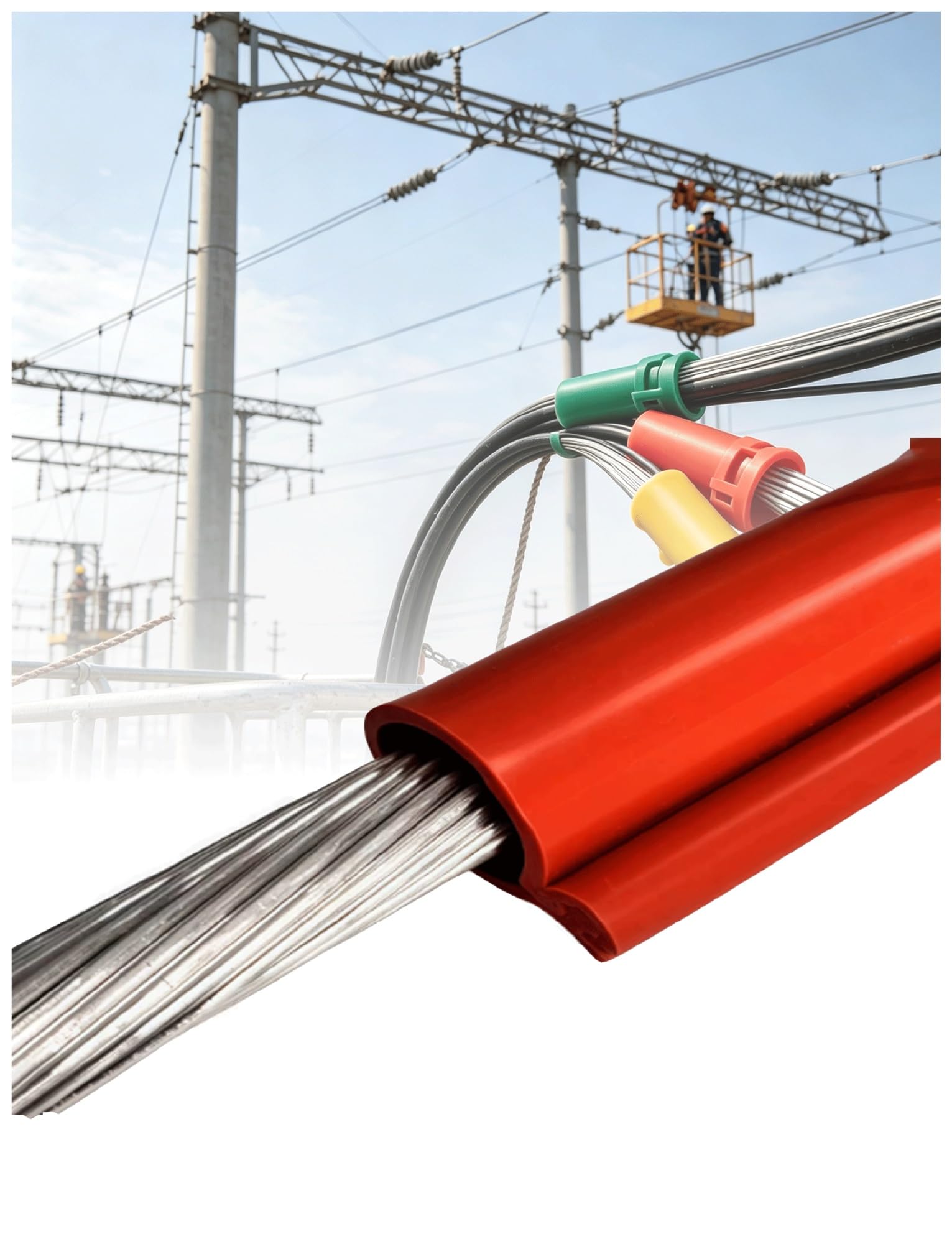 Genérico Silicona de Manga Aislante de Alto Voltaje | For aislamiento de barra colectora de línea aérea de cable desnudo(3.5cm/1.4in)