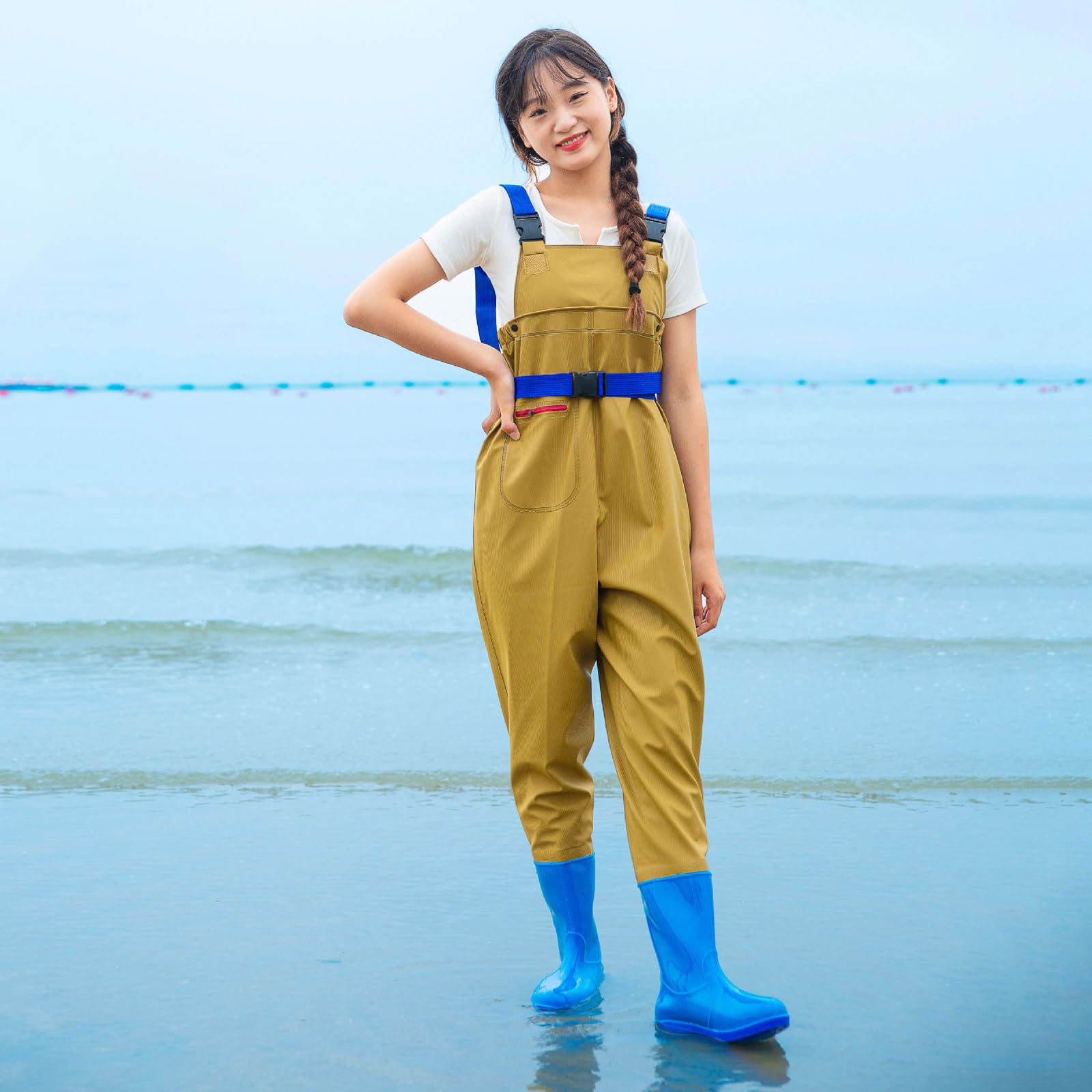 Pêche Waders Cuissardes,Waders de Poitrine de Chasses Femmes,Waders de Poitrine Imperméable,Bootfoot Waders,avec Bottes Antidérapantes,Respirantes,Pour Pêche à la Mouche,Agriculture