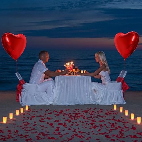 Miniatura 6 de Gejoy 4 globos grandes en forma de corazón de 32 pulgadas, enormes globos de amor de papel de aluminio rojo para boda, compromiso, aniversario,