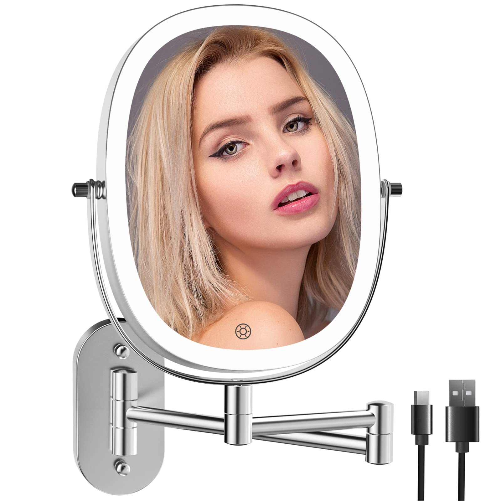 Buy Walled Makeup Vanity Mirror, Double Sided 1X/7X Magnifying, Built