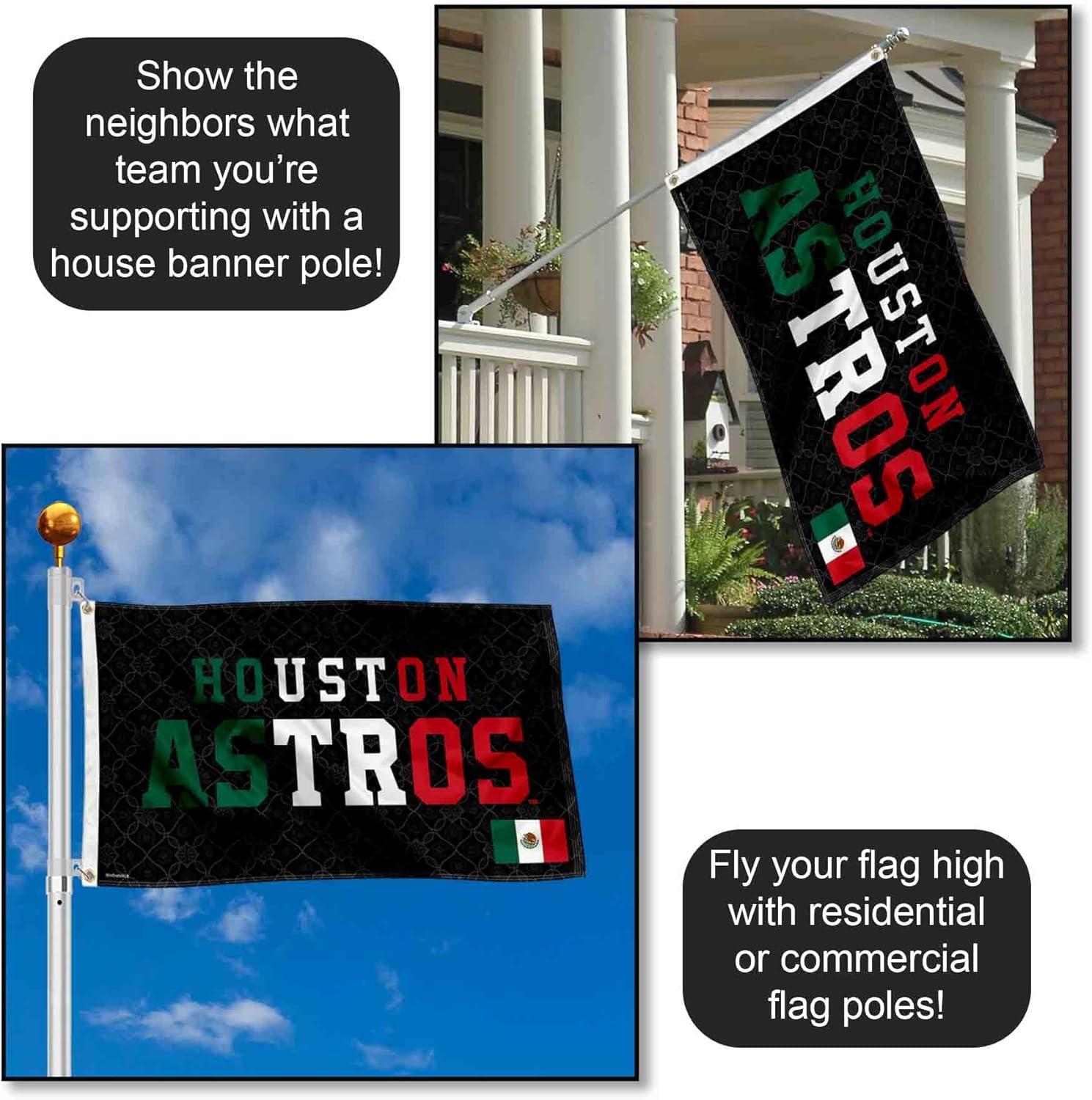 Houston Astros Mexico Mexican Colors 3x5 Foot Grommet Banner Flag - Image 3