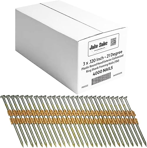 Tira de plástico de 21 grados de 3 x 0.120 pulgadas - 10d - vástago de anillo - recubierto de vinilo, caja completa galvanizada en caliente 4000