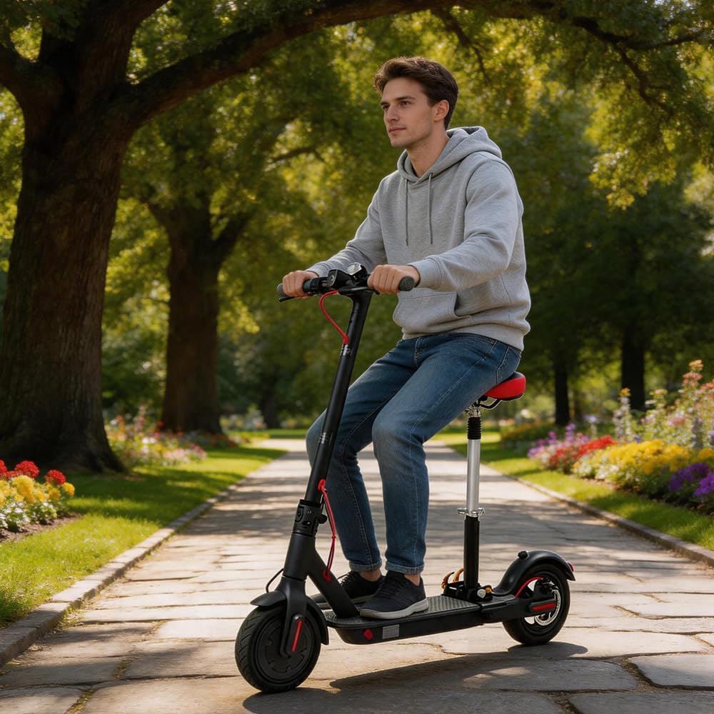 Sedile per Monopattino Elettrico, Sellino Monopattino Elettrico, Sella Scooter Elettrico con Ammortizzatori a Molla, Altezza Regolabile 42-65cm, Larghezza Base 15cm