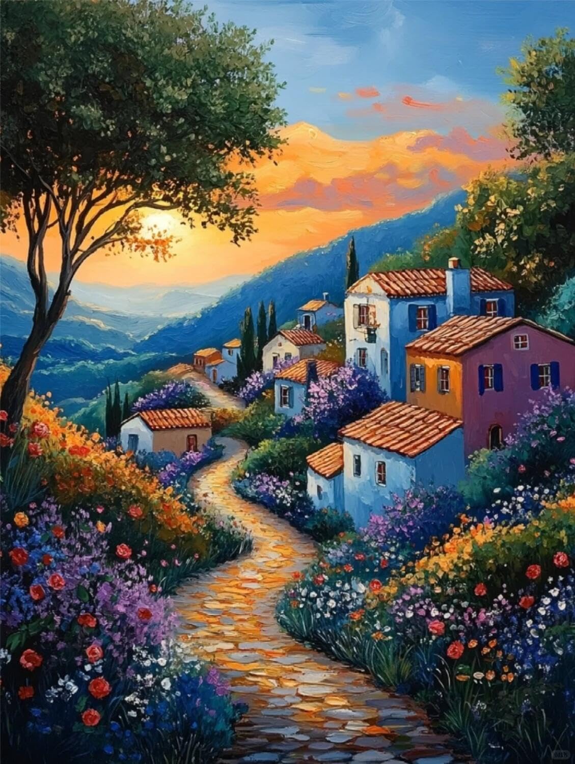 Rqwybcaxn Bead Embroidery Kits Big Trees and Houses 40x50cm