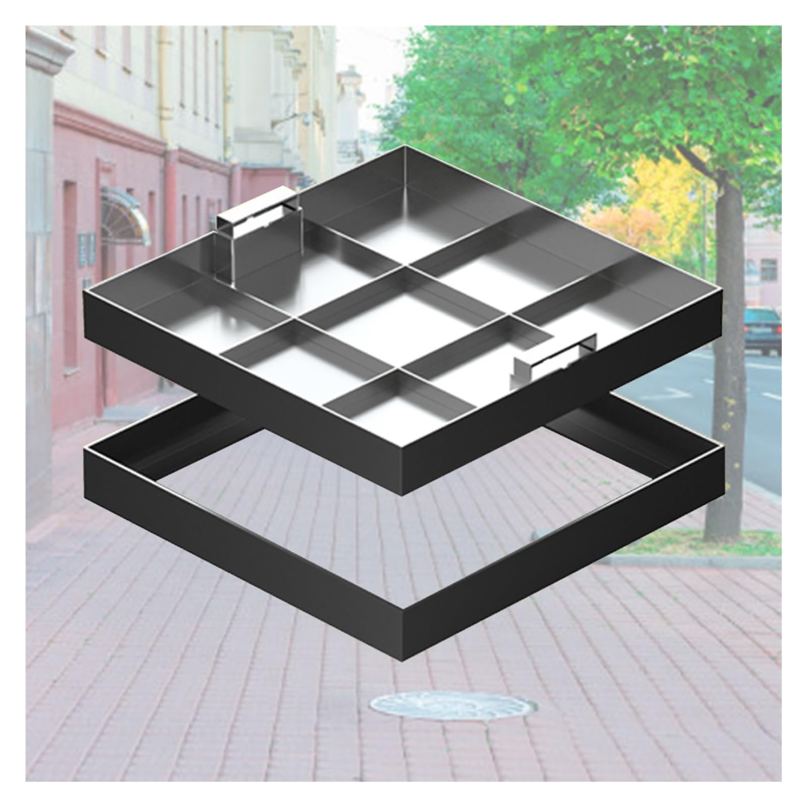 Couvercle invisible en acier inoxydable avec poignée rétractable pour regard de cour