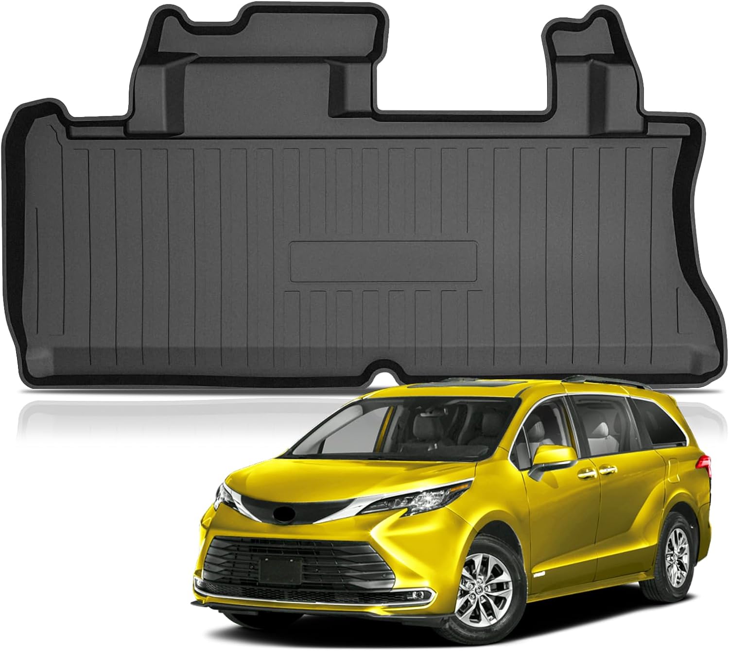 KUST Trunk Cargo Mat for 2021-2025 2026 Toyota Sienna with Spare Tire, All Weather Rear Cargo Liner Custom Fit Sienna Accessories TPE Rubber High Edge (Only for Sienna with Spare Tire)